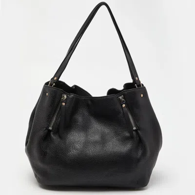 Pre-owned Burberry Black Grained Leather Medium Maidstone Tote