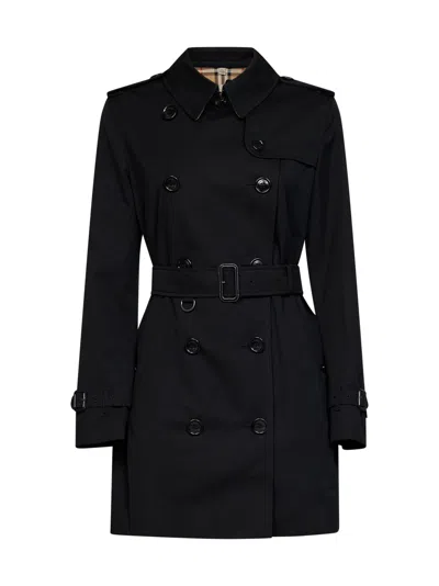Burberry Black Heritage Kensington Short Trench Coat