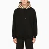 BURBERRY BLACK HOODIE WITH CHECK MOTIF