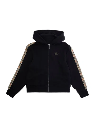 Burberry Kids' Black Hoodie With Equestrian Knight Motif On The Front In Cotton Boy