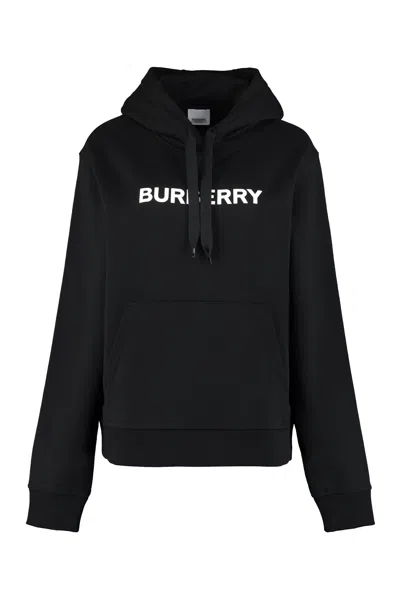 Burberry Black Hoodie With Ribbed Edges For Men