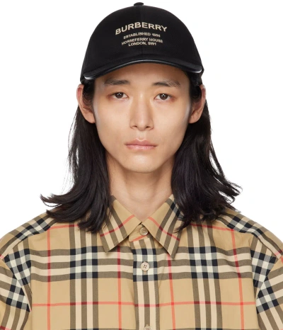 Burberry Black Horseferry Cap In Black / Beige