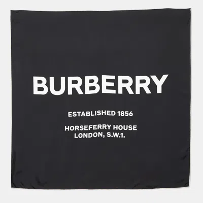 Pre-owned Burberry Black Horseferry Inverse Printed Silk Square Scarf