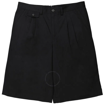 Burberry Black Icon Stripe Detail Cotton Twill Tailored Shorts