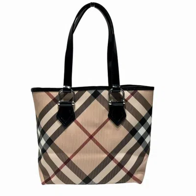 Pre-owned Burberry Black Ivory Pvc Leather Tote Bag () In Multi
