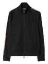 Burberry Checked Jacquard-trimmed Logo-embroidered Tech-jersey Track Jacket In Black