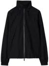 Burberry Logo Embossed Drawstring Jacket In Black