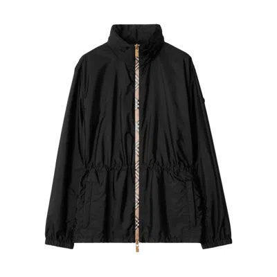 Burberry Hooded Shell Jacket In Black