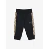 Burberry Black Jackson Check-trim Cotton-jersey Jogging Bottoms 6-24 In Black