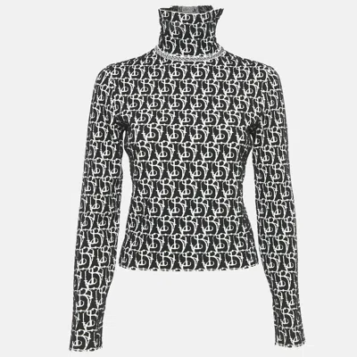 Pre-owned Burberry Black Jacquard Knit Turtle Neck B-charm Sweater Xs