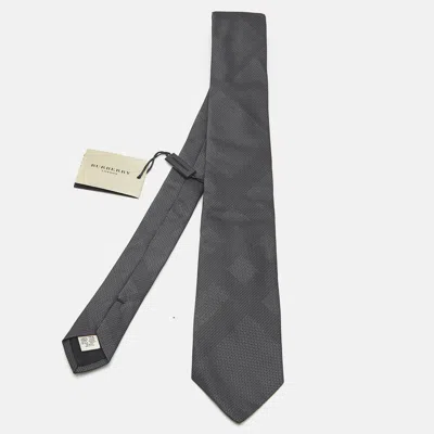Pre-owned Burberry Black Jacquard Silk Tartan Check Modern Tie