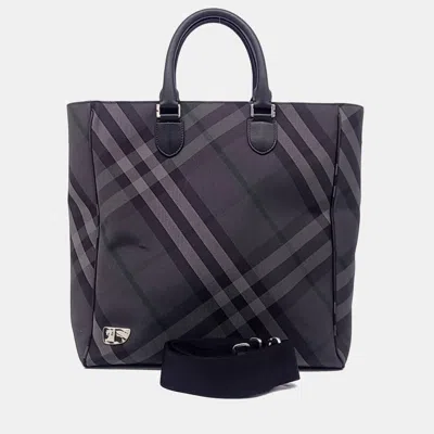 Pre-owned Burberry Black Jacquard Tote And Shoulder Bag