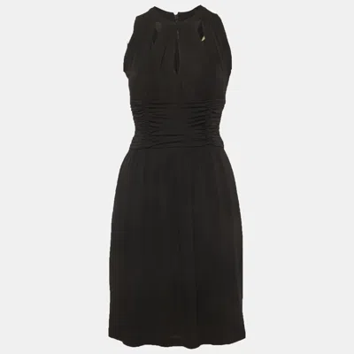 Pre-owned Burberry Black Jersey Draped Midi Dress S