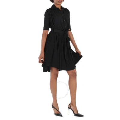 Burberry Black Jersey Gathered Short-sleeve Dress