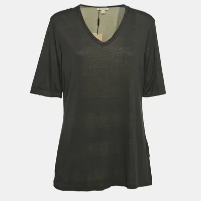 Pre-owned Burberry Black Jersey V-neck T-shirt Xl