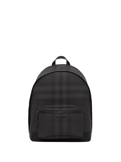 Burberry Black Jett Check Motif Large Backpack