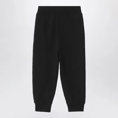 Burberry Black Jogging Trousers With Check Motif Detail
