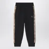 Burberry Black Jogging Trousers With Check Motif Detail