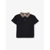 Burberry Johane Checked-collar Cotton Polo Shirt 6-24 Months Black In Black