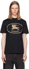 Burberry Mens Brand-print Crewneck Cotton-jersey T-shirt Black Xl