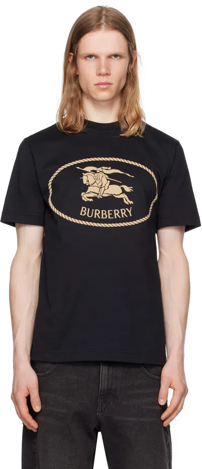 BURBERRY BLACK KNIGHT STAMP COTTON T-SHIRT