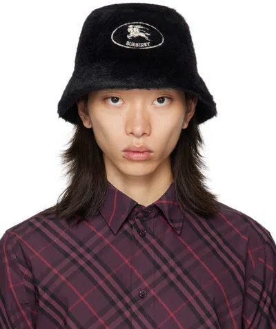 Burberry Black Knight Stamp Faux Fur Bucket Hat