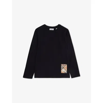 Burberry Kids' Brand-patch Long-sleeve Cotton-jersey T-shirt 4-12 Years Black