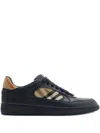 Burberry Indigo Blue Leather And Check Sneaker Terrace