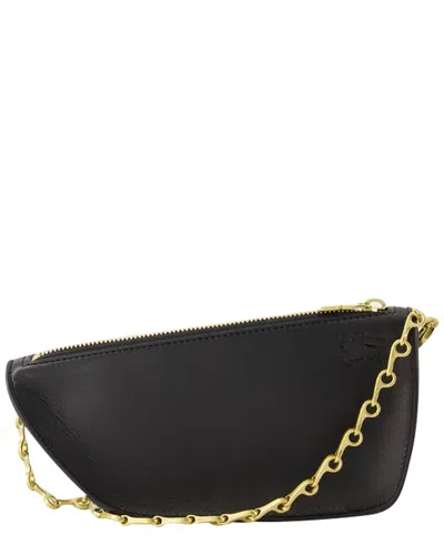 BURBERRY BURBERRY BLACK LAMBSKIN LEATHER MICRO SHIELD WALLET ON CHAIN
