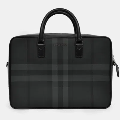 Pre-owned Burberry Black Leather Ainsworth Briefcase With Strap