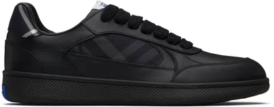Burberry Leather And Check Terrace Sneakers In Black