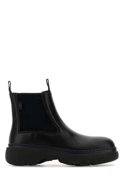BURBERRY BLACK LEATHER ANKLE BOOTS