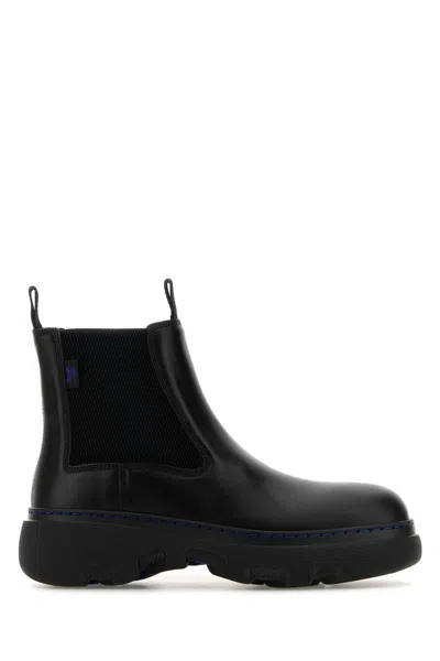 BURBERRY BLACK LEATHER ANKLE BOOTS
