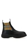 Burberry Chunky Sole Ankle Boots With Checkered Pattern In Black