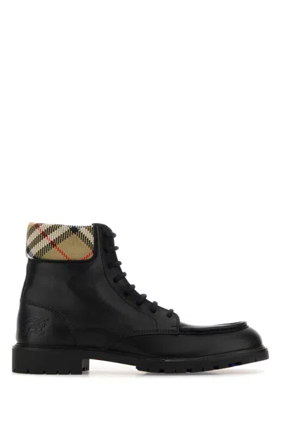 BURBERRY BLACK LEATHER ANKLE BOOTS