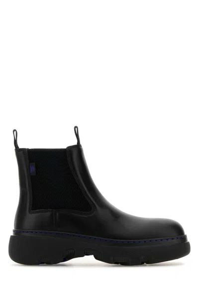 Burberry Chunky Sole Ankle Boots With Elastic Panels In Black