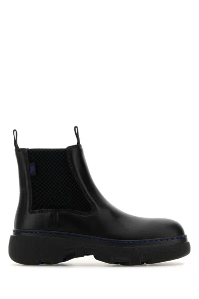 BURBERRY BLACK LEATHER ANKLE BOOTS