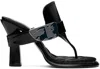 Burberry Black Leather Bay Heeled Sandals In Black