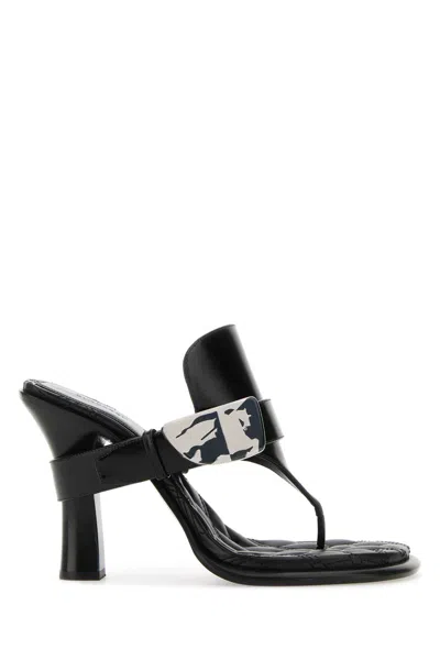 Burberry Prorsum Woman Thong Sandal Black Size 8 Leather