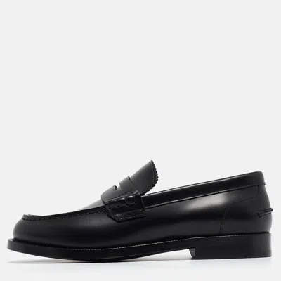 Pre-owned Burberry Black Leather Bedmont Loafers Size 39.5