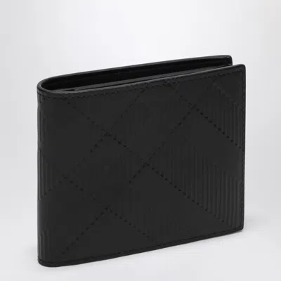 BURBERRY BURBERRY BLACK LEATHER BI-FOLD WALLET CHECK