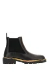 Burberry Smooth Leather Boots With Mesh Side Panels And Textured Detailing In Black