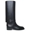 BURBERRY BURBERRY BLACK LEATHER BOOTS WOMAN
