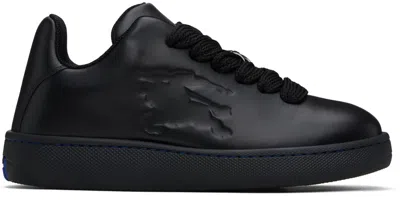 Burberry Twisted Metal Detail Leather Sneakers In Black