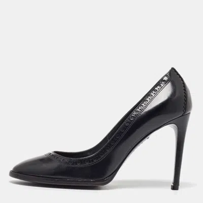Pre-owned Burberry Black Leather Brogue Pumps Size 39