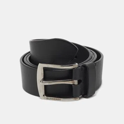 Pre-owned Burberry Black Leather Buckle Belt 90cm