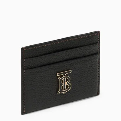 BURBERRY BLACK LEATHER CARD HOLDER WITH LOGO FOR WOMEN