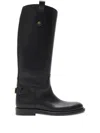 Burberry Black Leather Cavalier Boots In Black