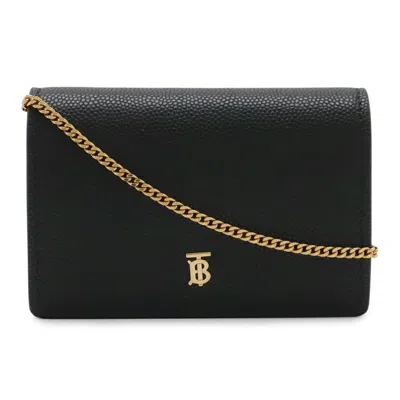 Pre-owned Burberry Black Leather Chain/shoulder Wallet ()