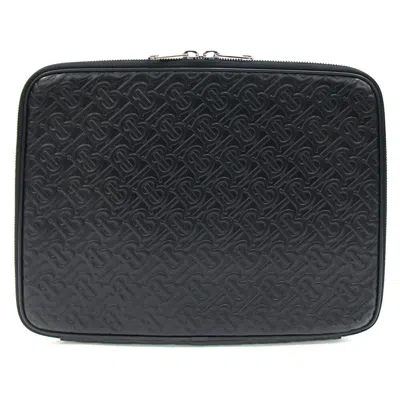 Pre-owned Burberry Black Leather Clutch Bag Document Case ()